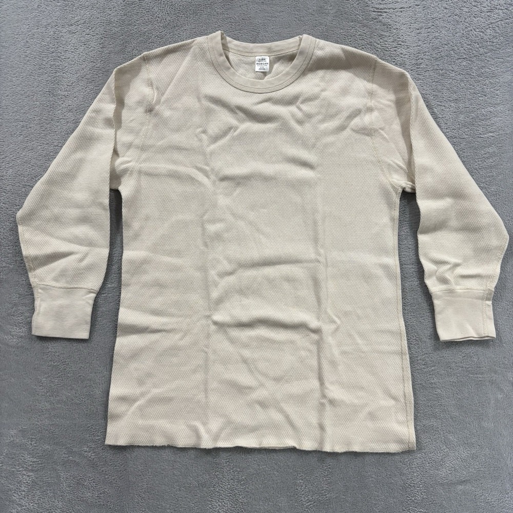 Morgan Mills Thermal Shirt Men's XL Long Sleeve Base Layer Waffle Henley Cream